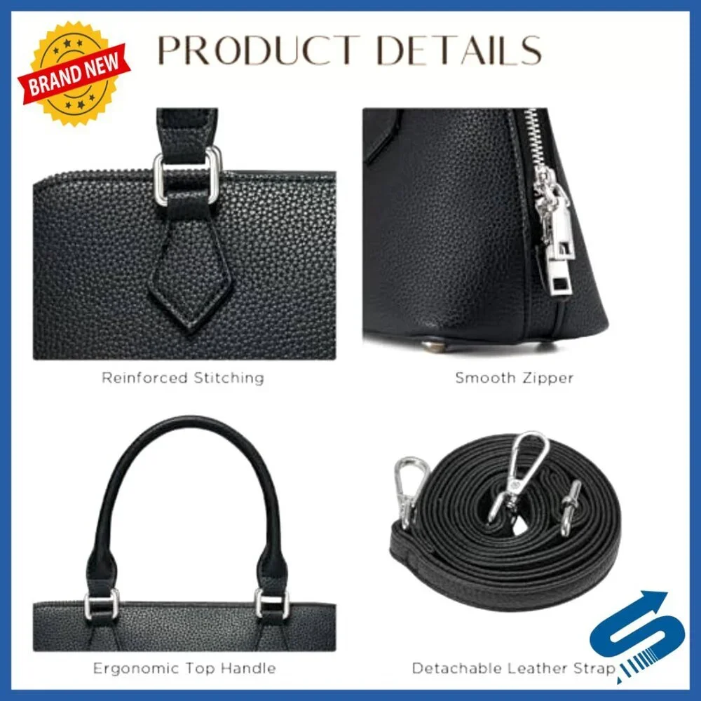 Small PU Leather Satchel with Detachable Strap, Top Handle Crossbody Bag
